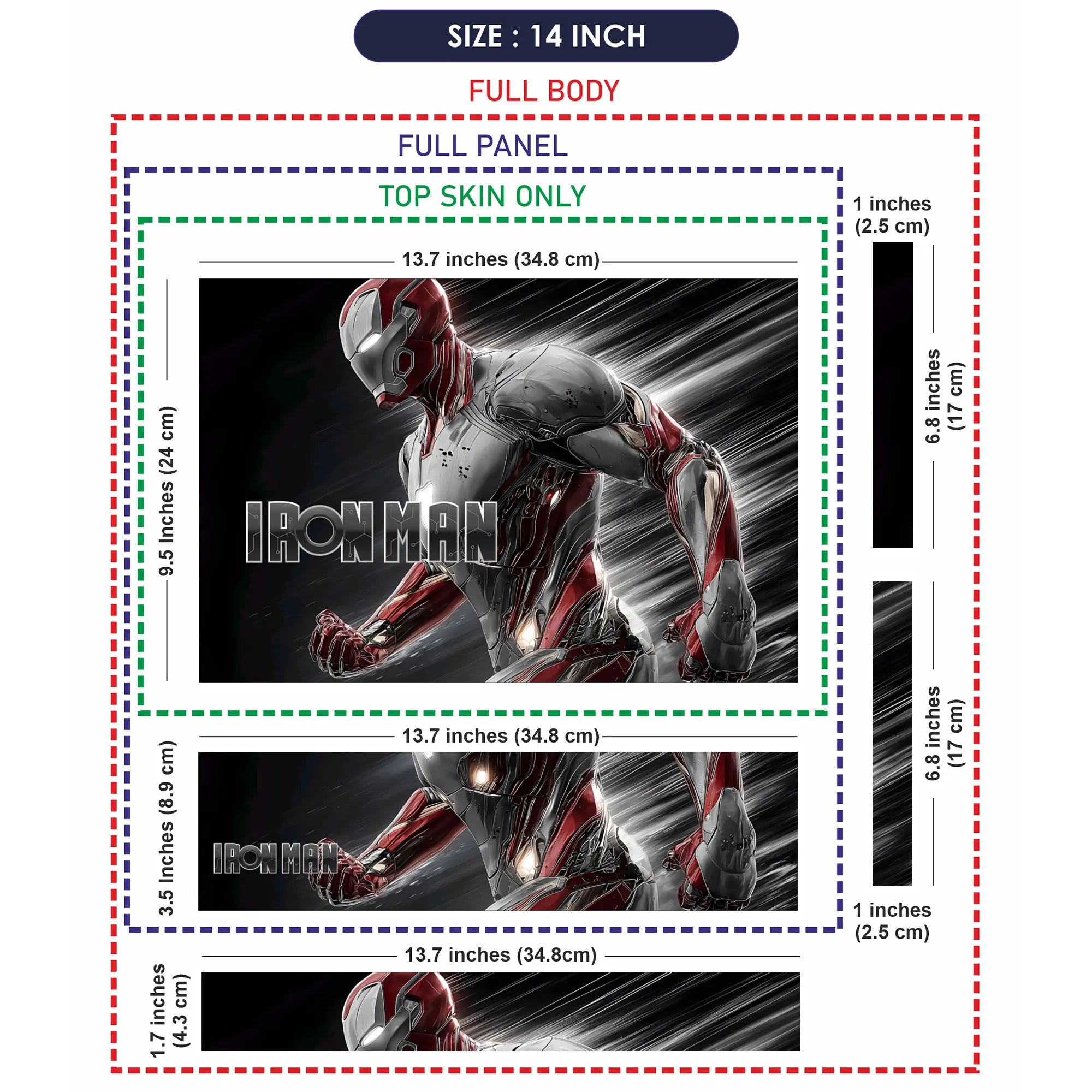 Laptop Skin - Dynamic Comic Iron Man Silver Red
