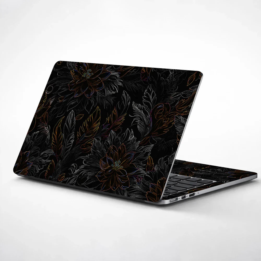 Universal Laptop Skin - Dark Golden Floral Texture