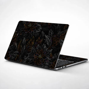 Universal Laptop Skin - Dark Golden Floral Texture