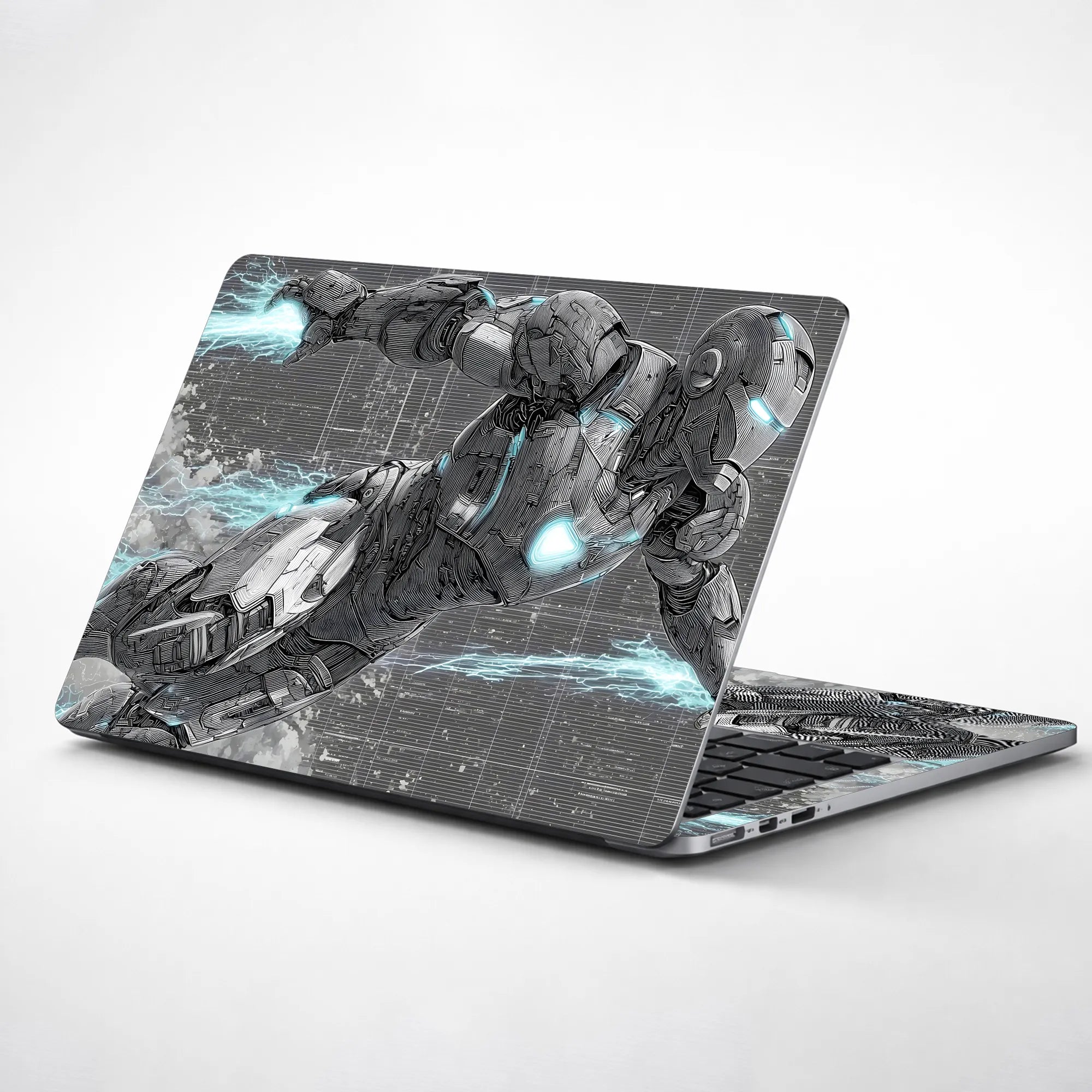 Laptop Skin - Futuristic Robotic Hero Silver Energy