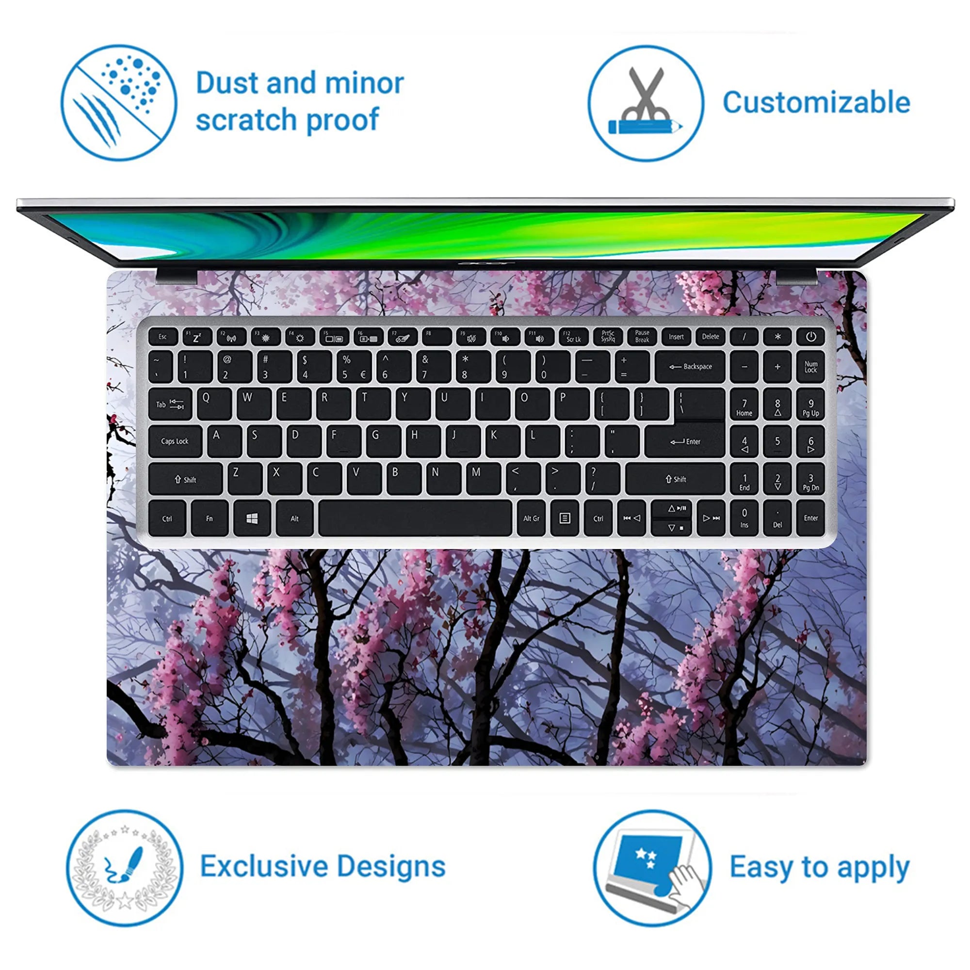 Laptop Skin - Dreamy Impressionist Cherry Blossom Pink Sky
