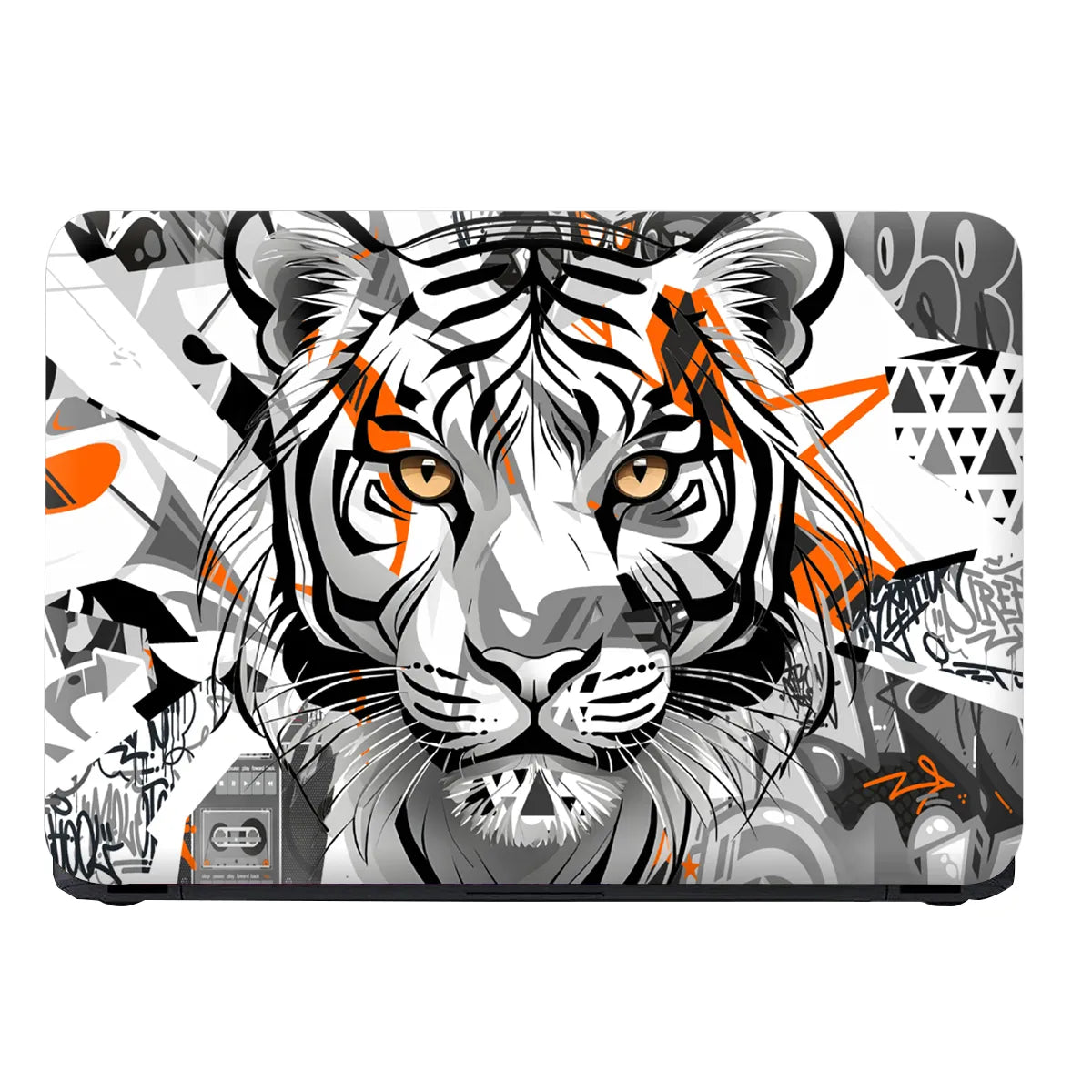 Laptop Skin - Graffiti Style Tiger Orange Black White
