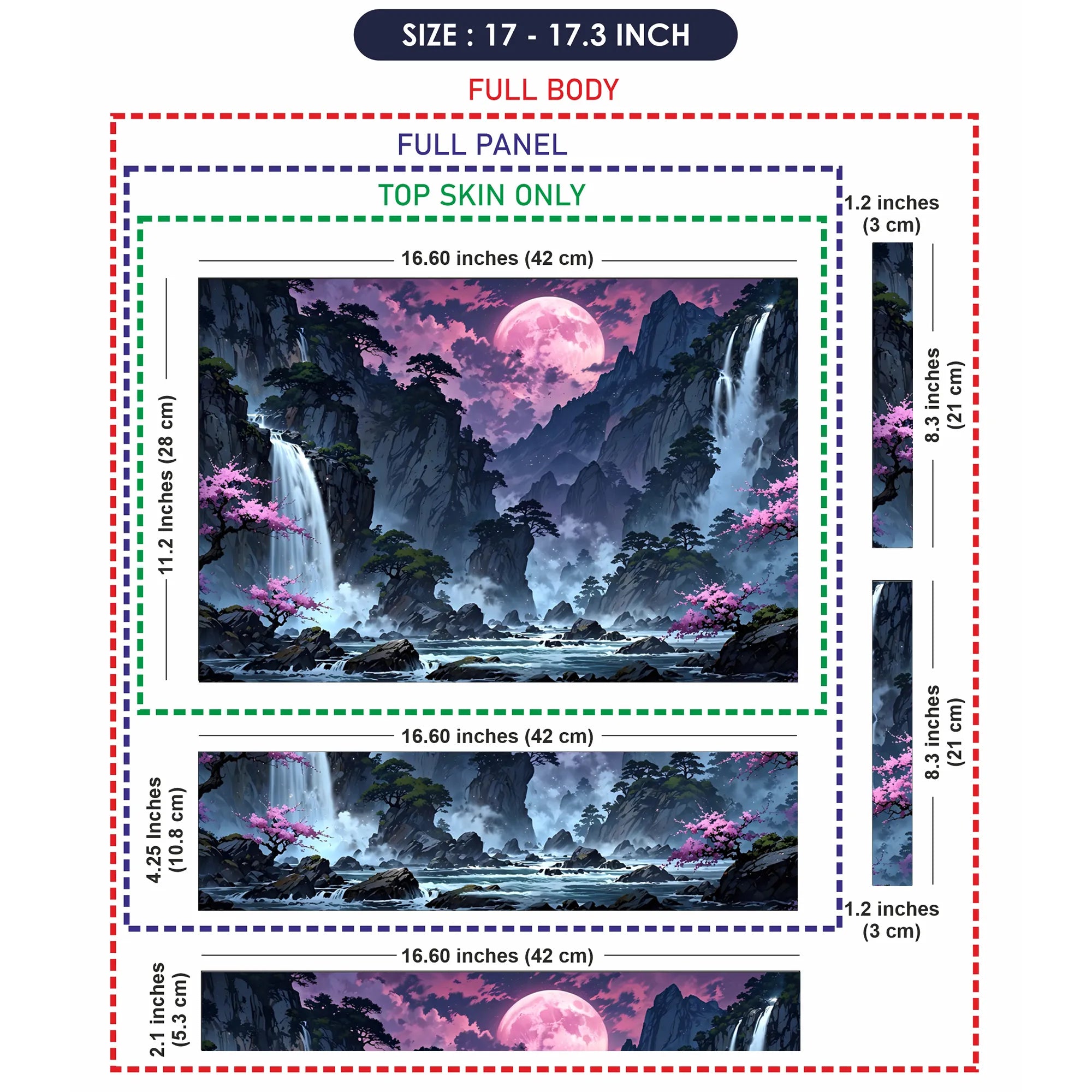 Laptop Skin - Serene Fantasy Landscape Pink Moon