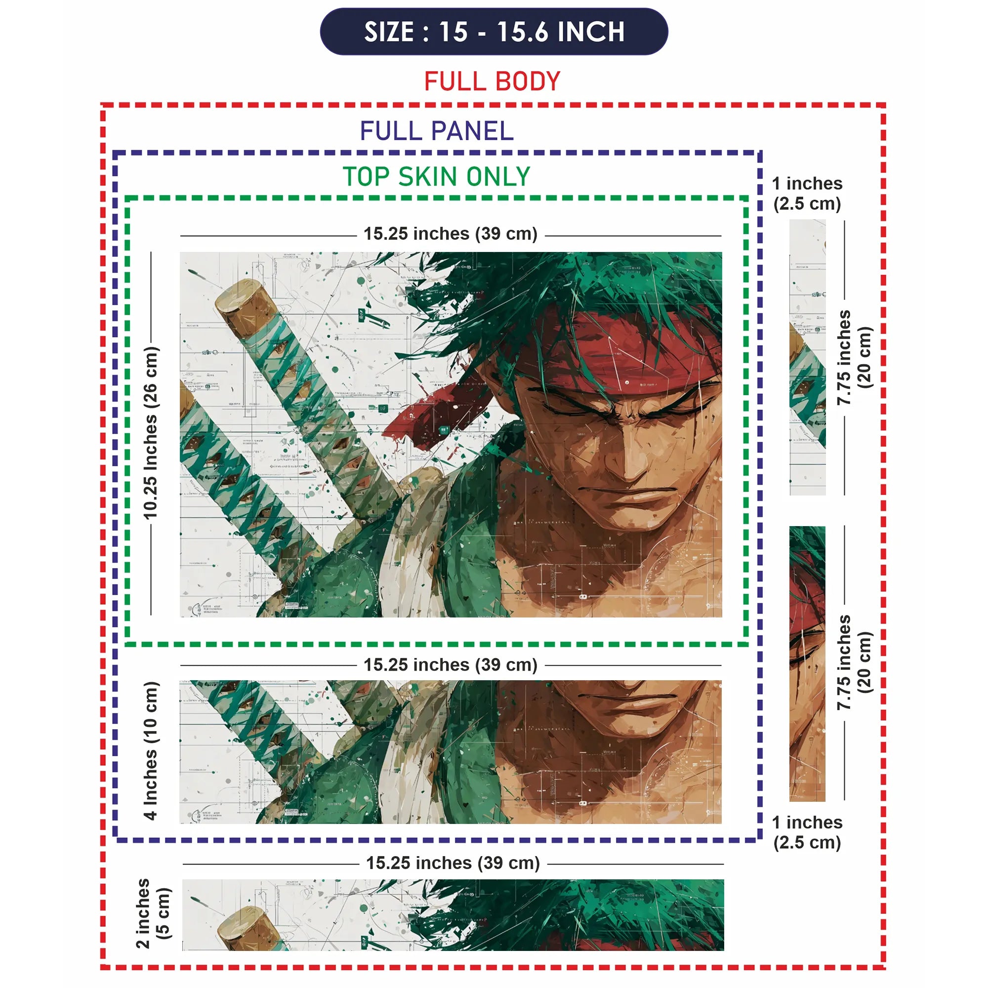 Laptop Skin - Dynamic Manga Warrior Green Energy 1
