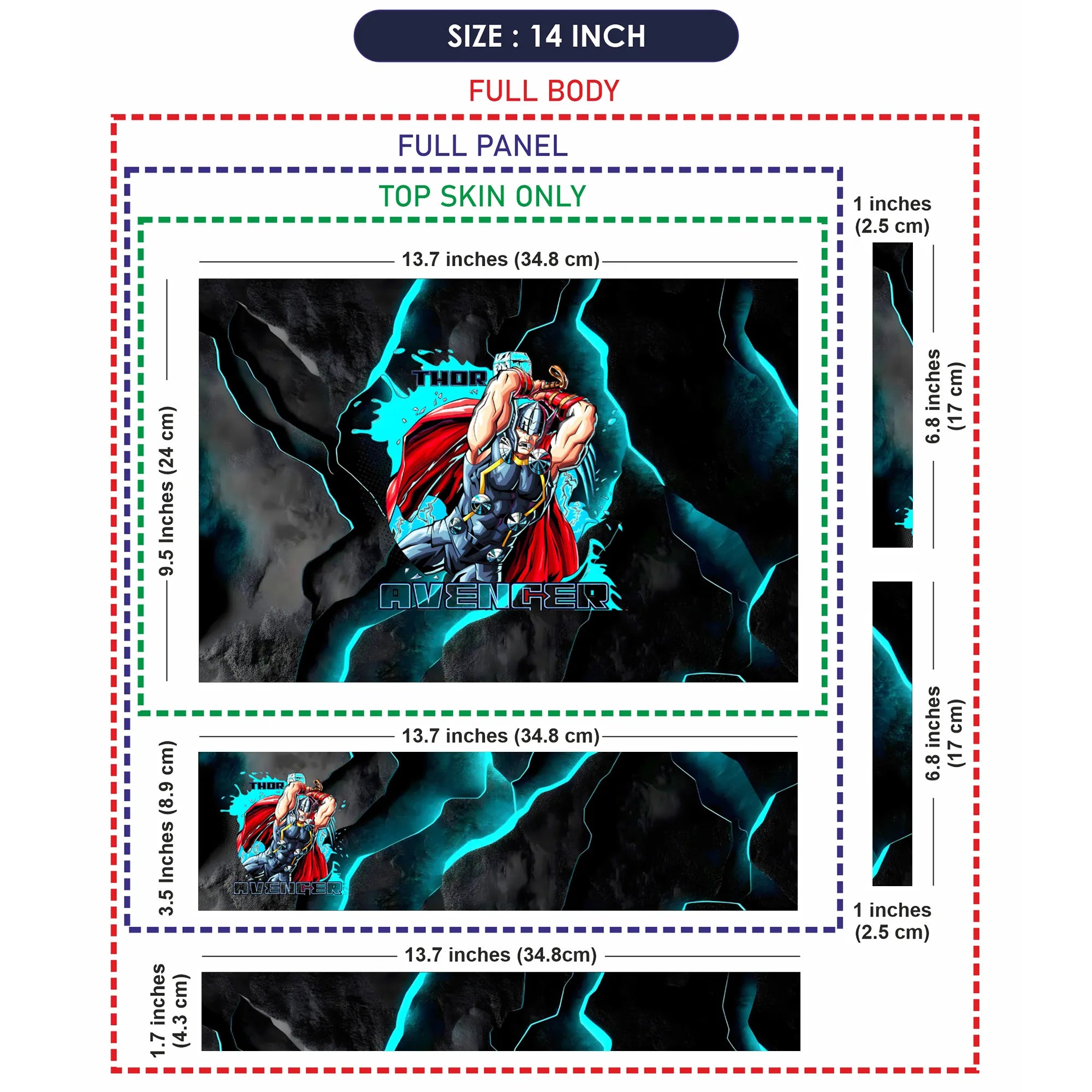 Laptop Skin - Dynamic Comic Hero Thor Electric Blue