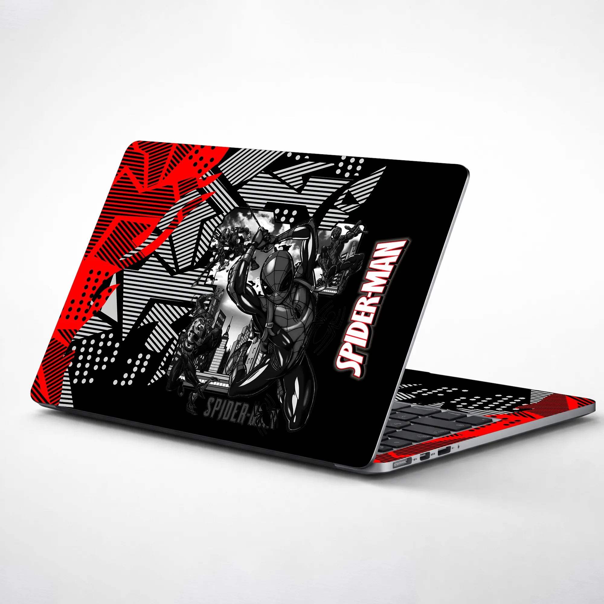 Laptop Skin - Dynamic Comic Style Spider-man Black Action