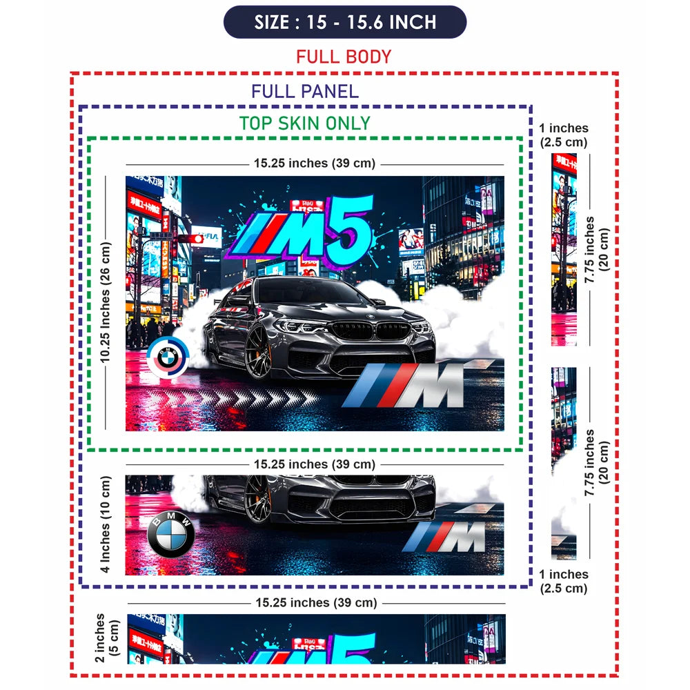 Laptop Skin - BMW M5 Night City Street Racing Style Artwork