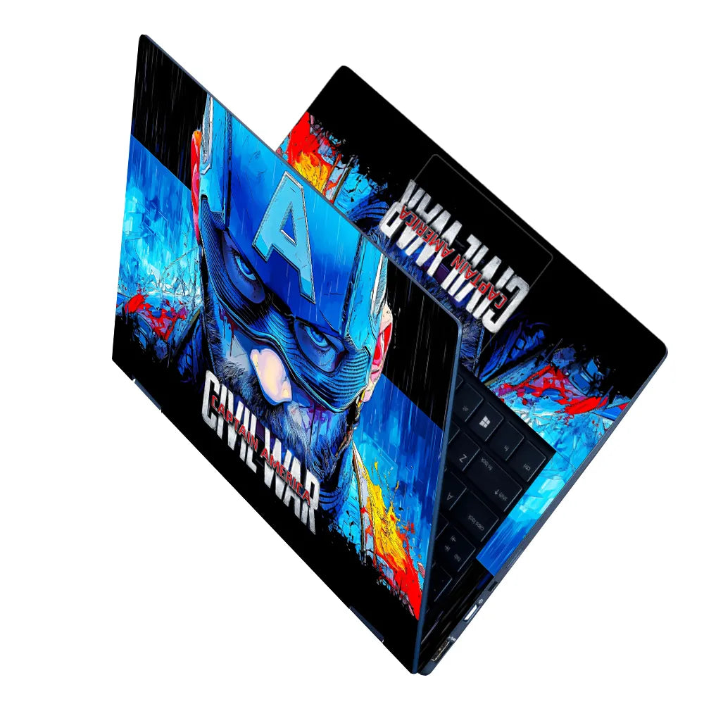 Laptop Skin - Vibrant Comic Hero Portrait Blue Tones