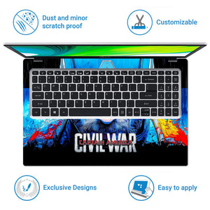 Laptop Skin - Vibrant Comic Hero Portrait Blue Tones