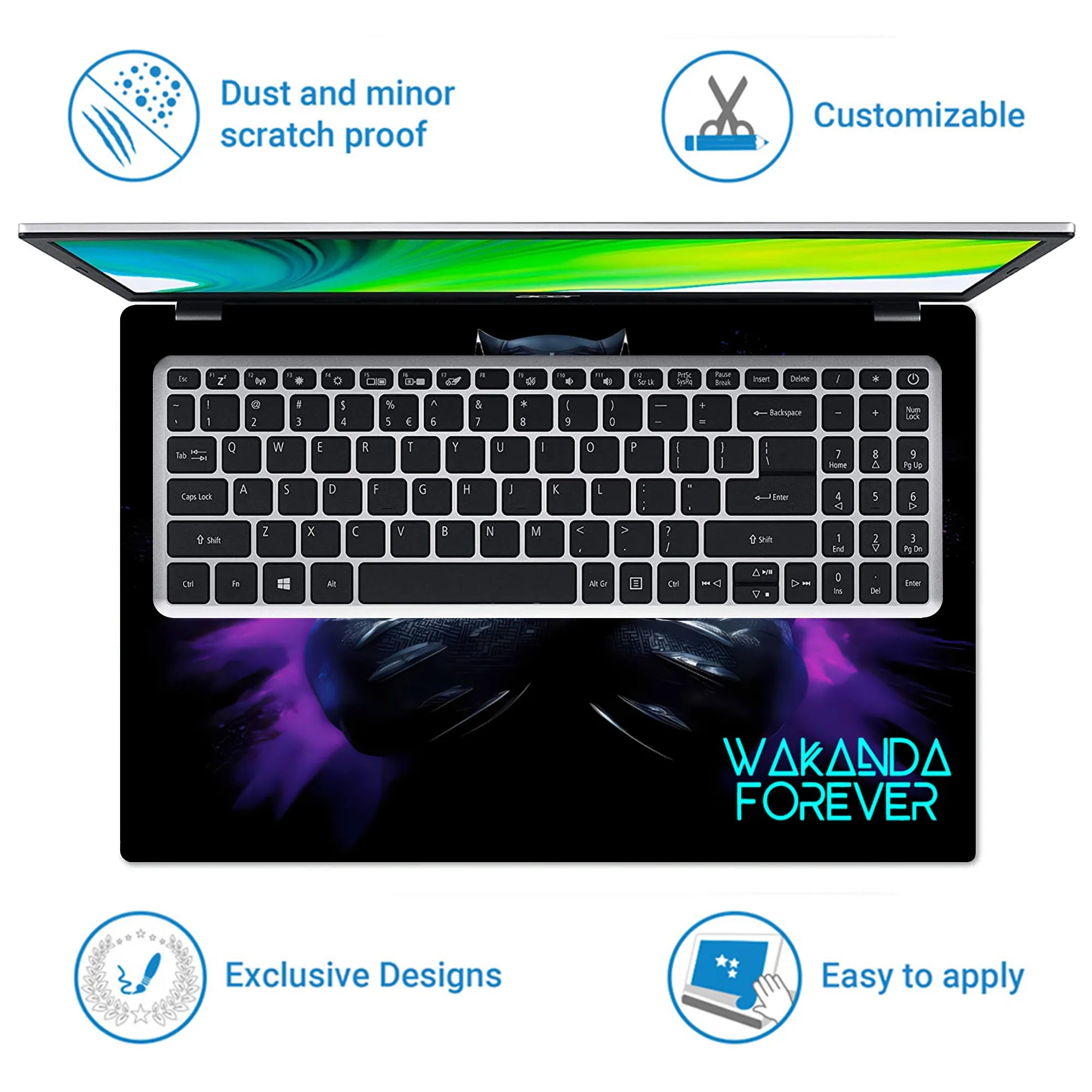 Laptop Skin - Dynamic Comic Black Panther Purple Energy