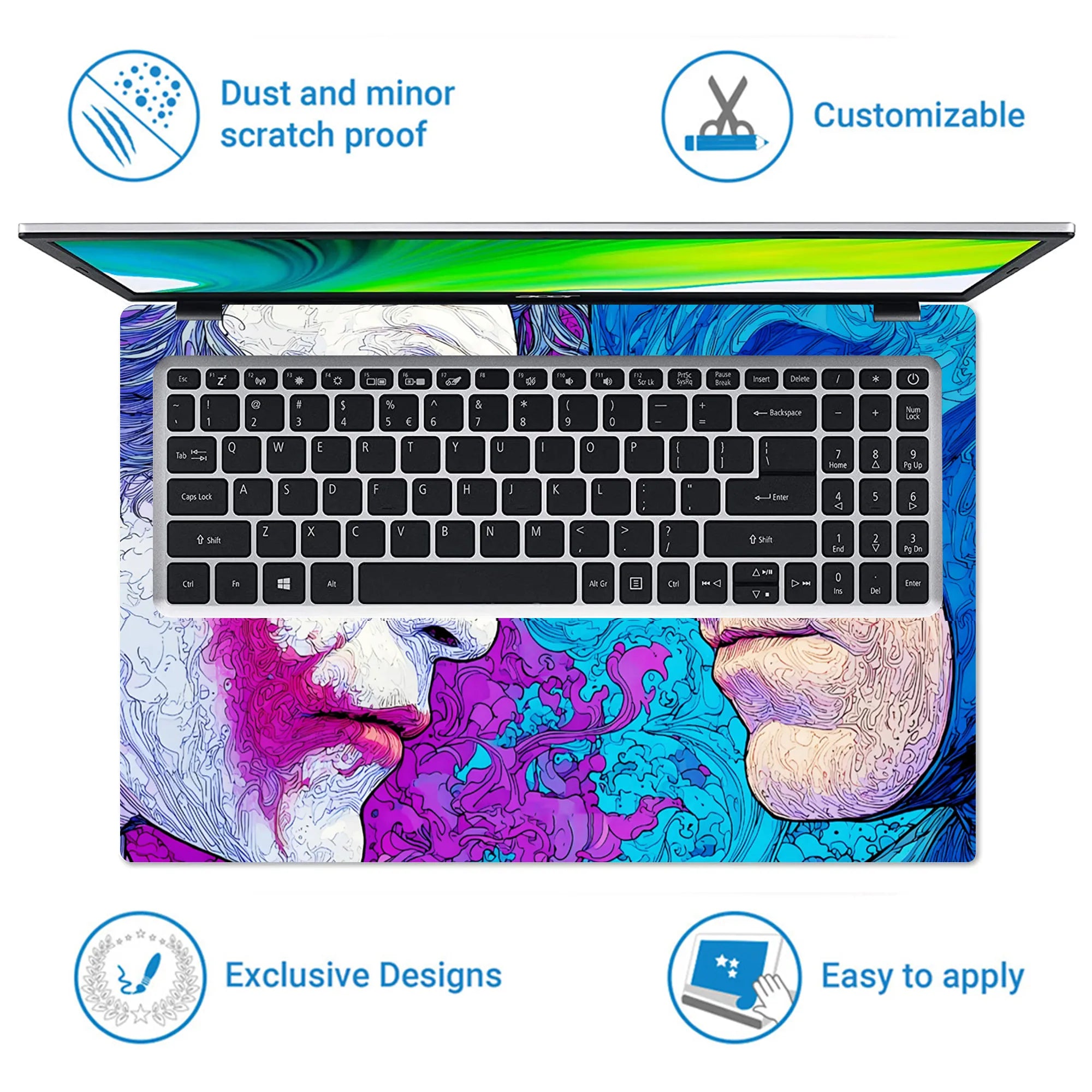 Laptop Skin - Vibrant Comic Style Hero Faceoff