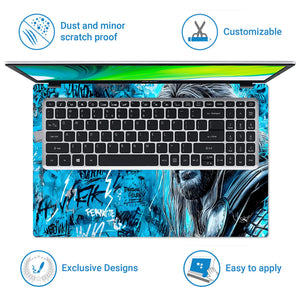 Laptop Skin - Dynamic Comic Style Thor Blue Energy