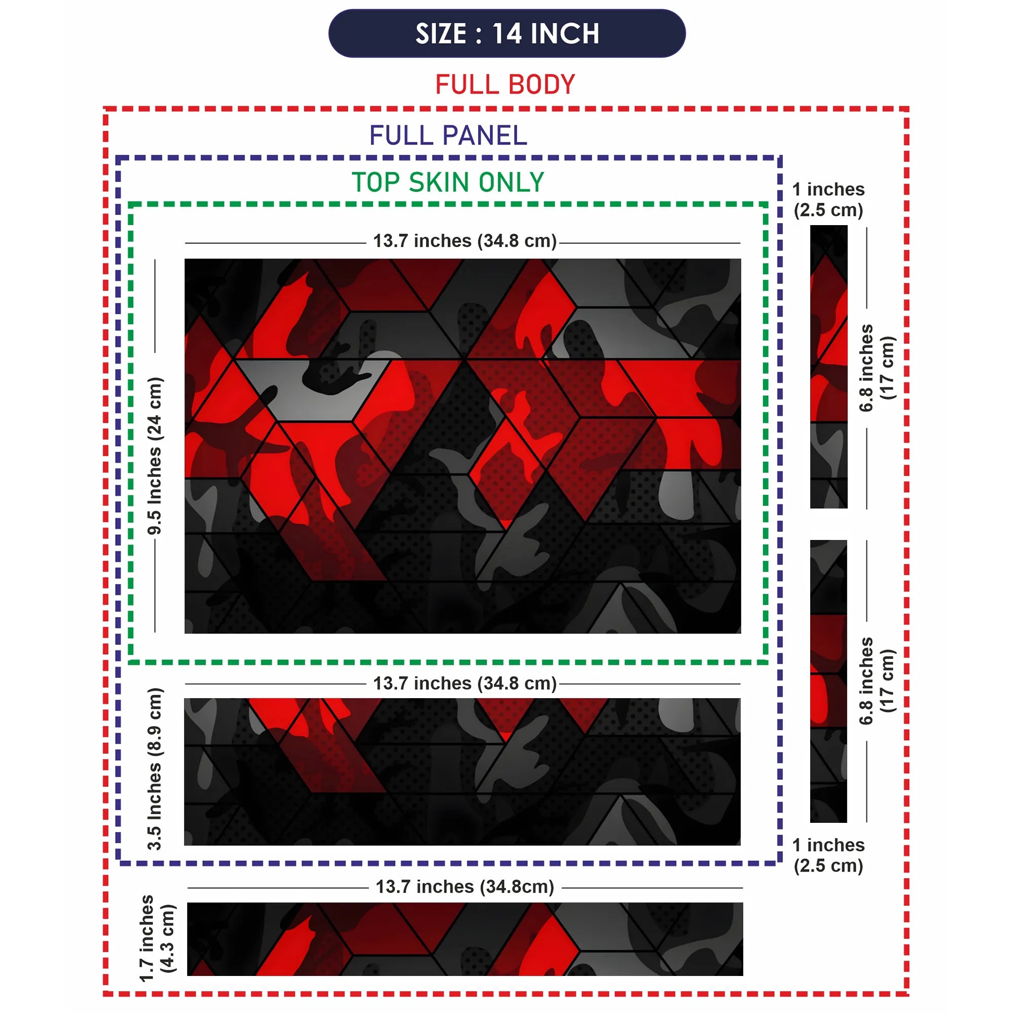 Laptop Skin - Abstract Red Camo Pattern Black Mood