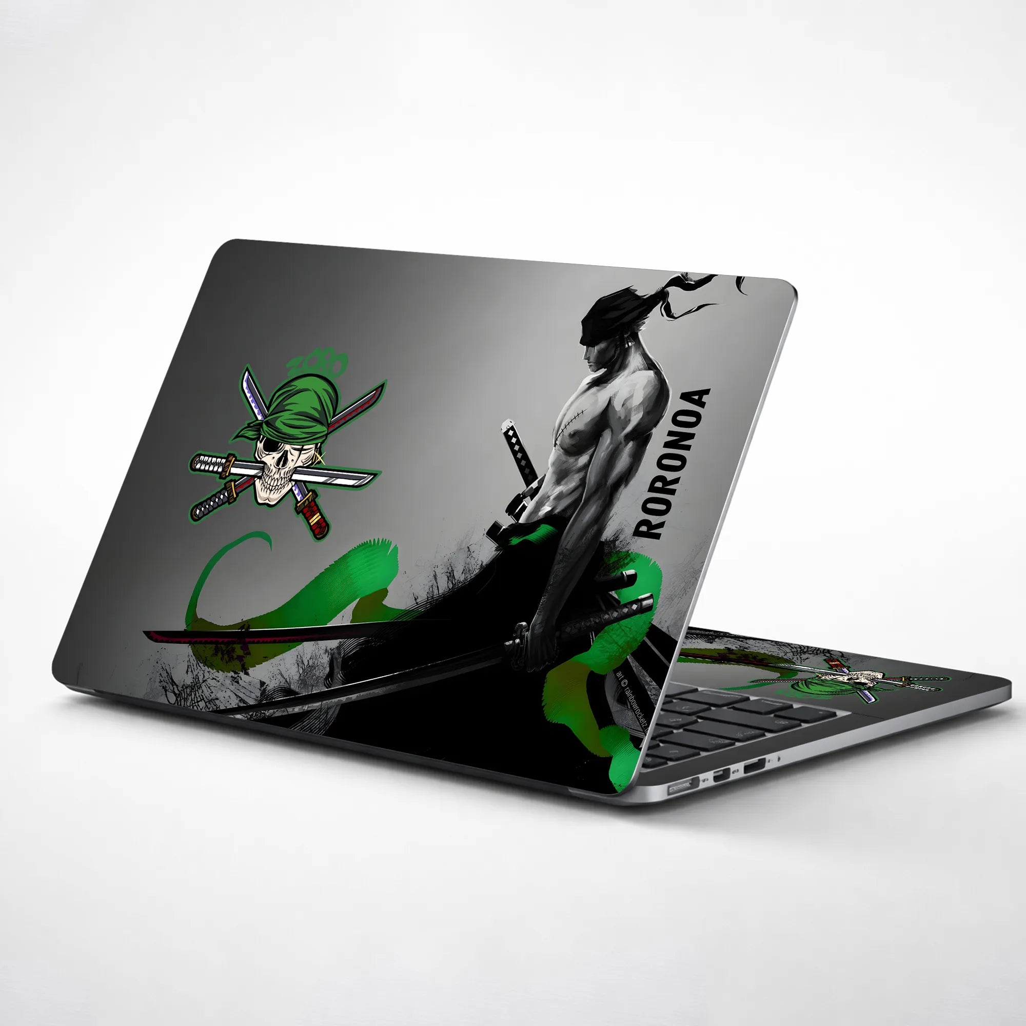 Laptop Skin - Dynamic Manga Warrior Green Energy