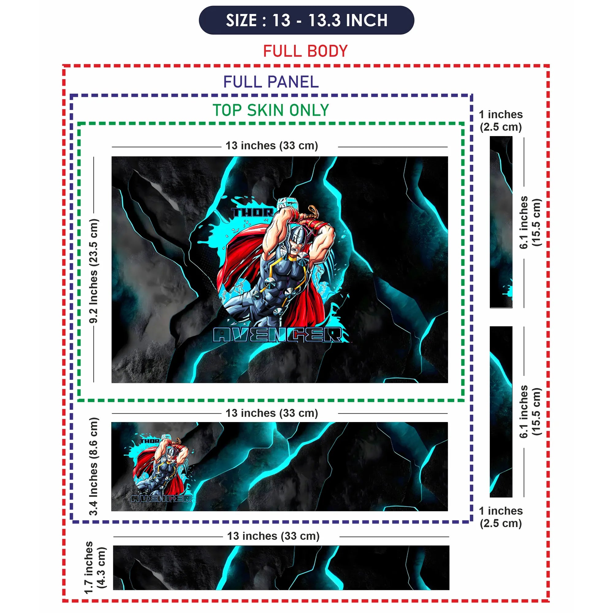 Laptop Skin - Dynamic Comic Hero Thor Electric Blue