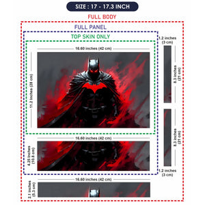 Laptop Skin - Dark Superhero Bat in Red Flames