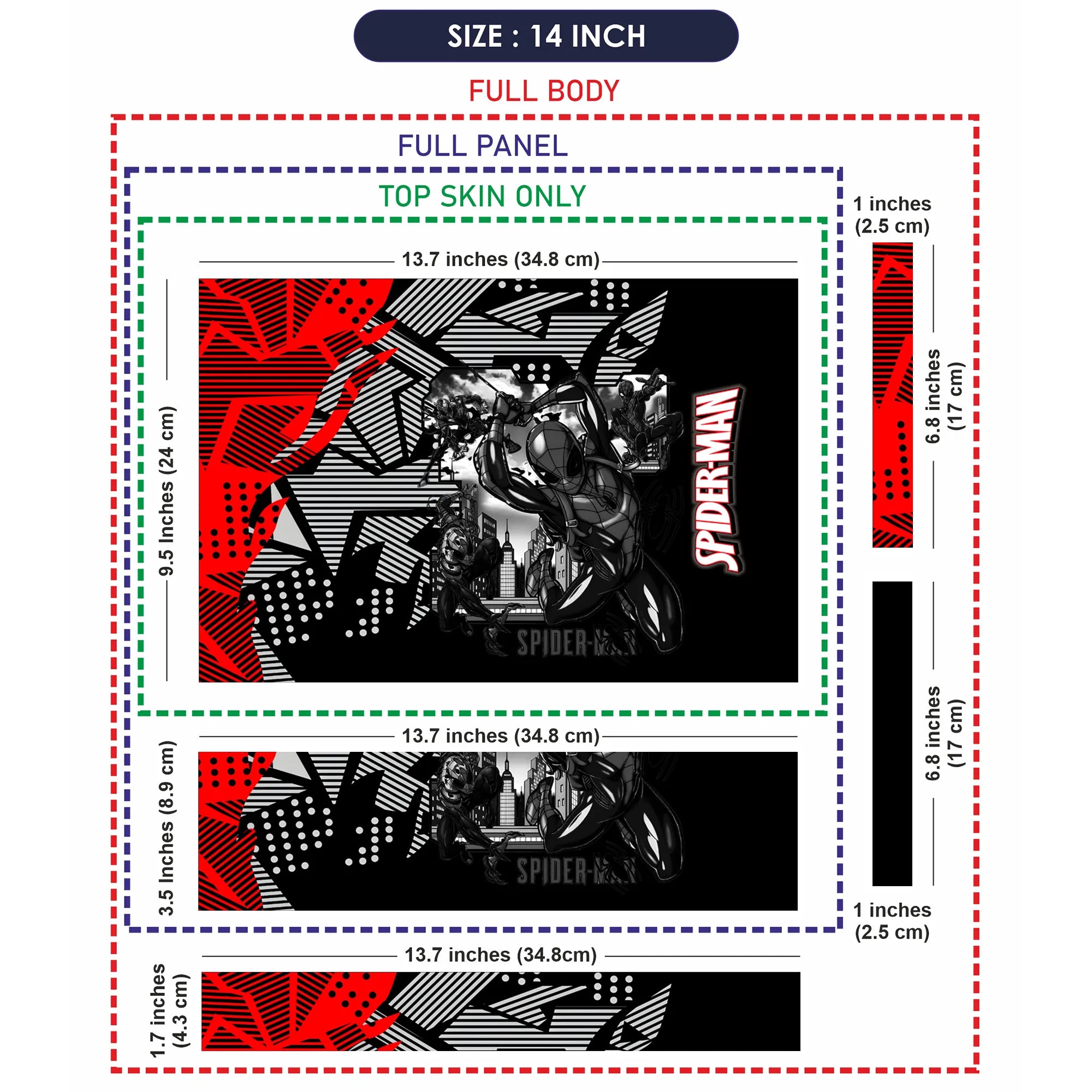 Laptop Skin - Dynamic Comic Style Spider-man Black Action