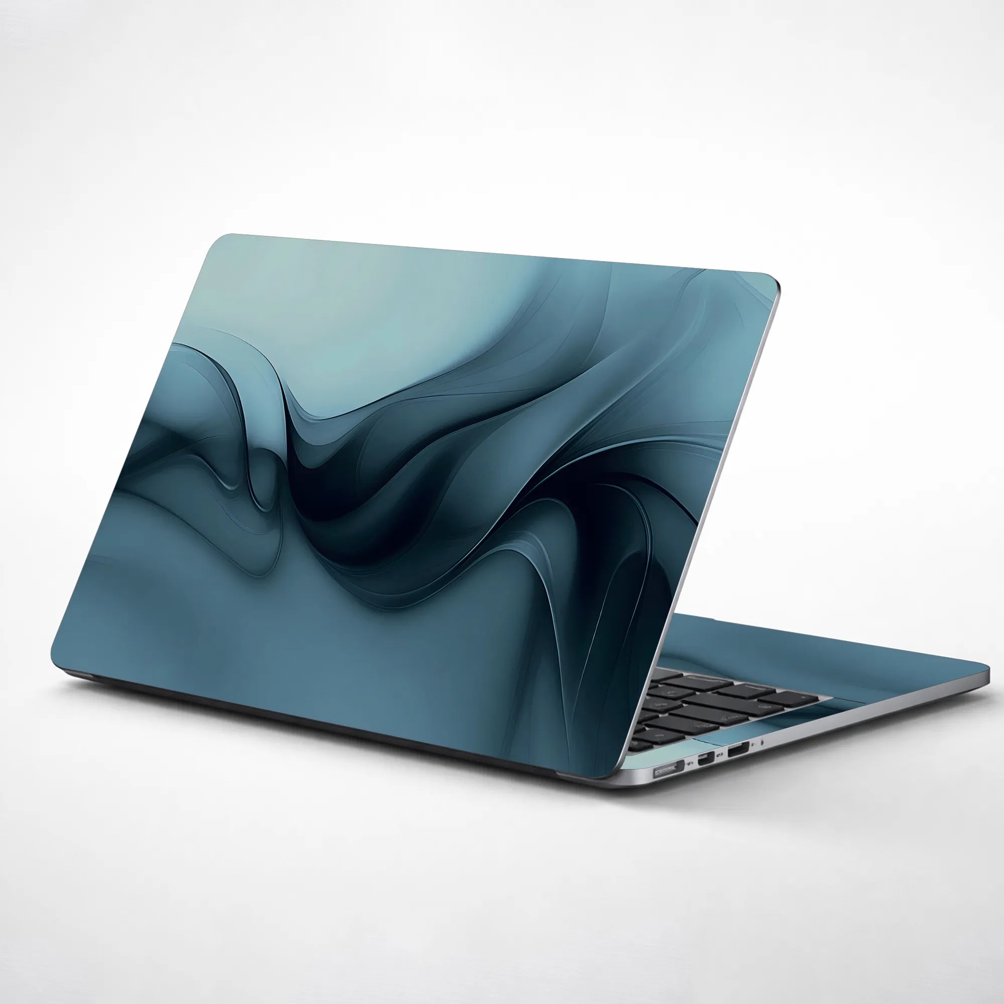 Laptop Skin - Fluid Abstract Waves Cool Blue Tones