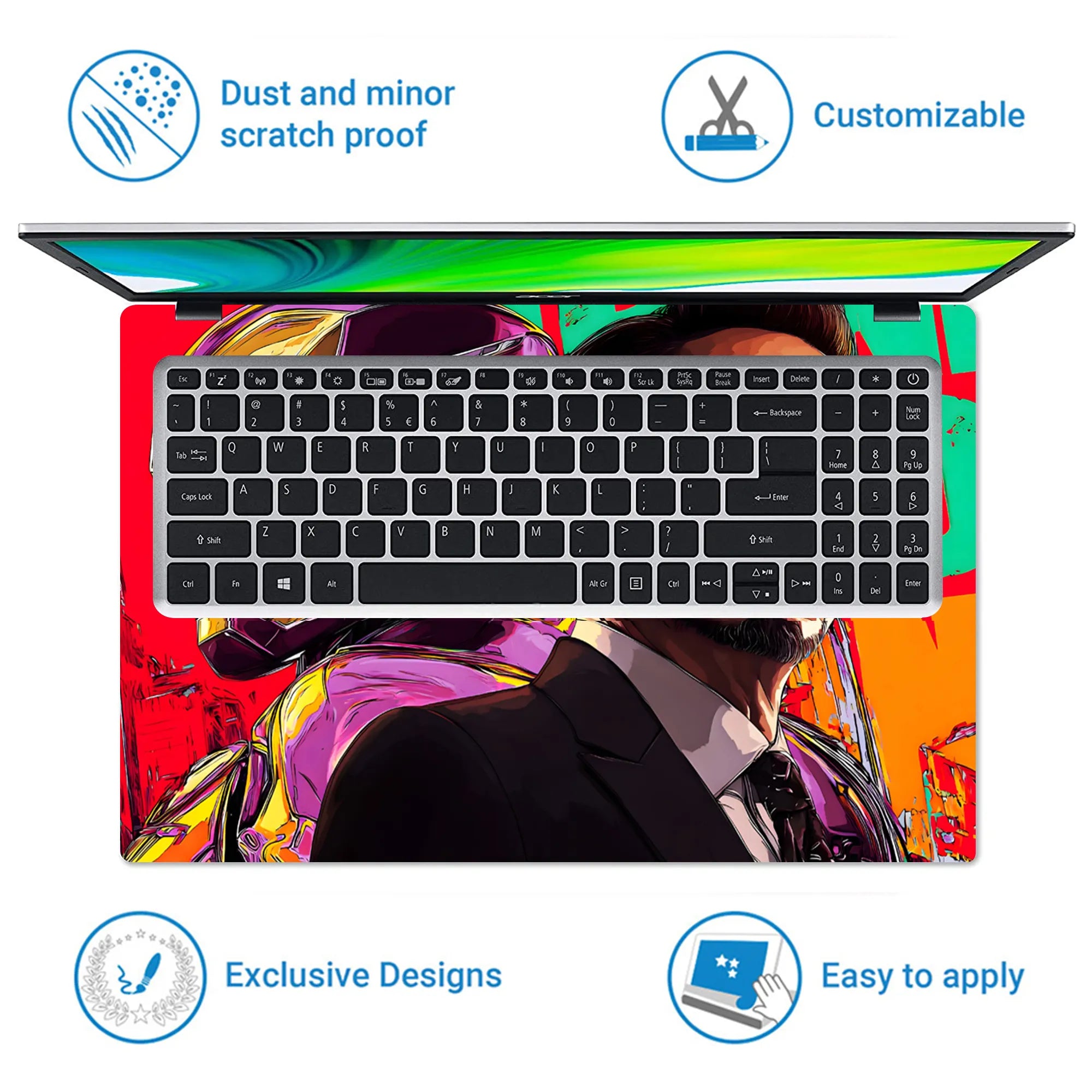 Laptop Skin - Vibrant Pop Art Heroic Portrait Red