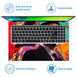 Laptop Skin - Vibrant Pop Art Heroic Portrait Red
