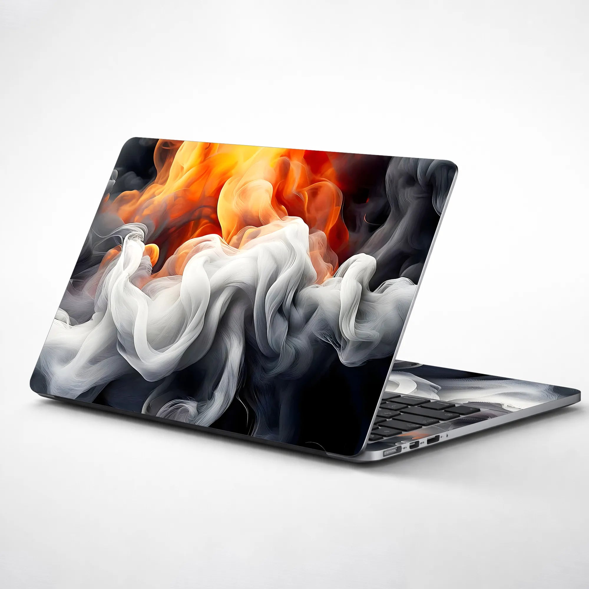 Laptop Skin - Abstract Smoke Flames Orange Black