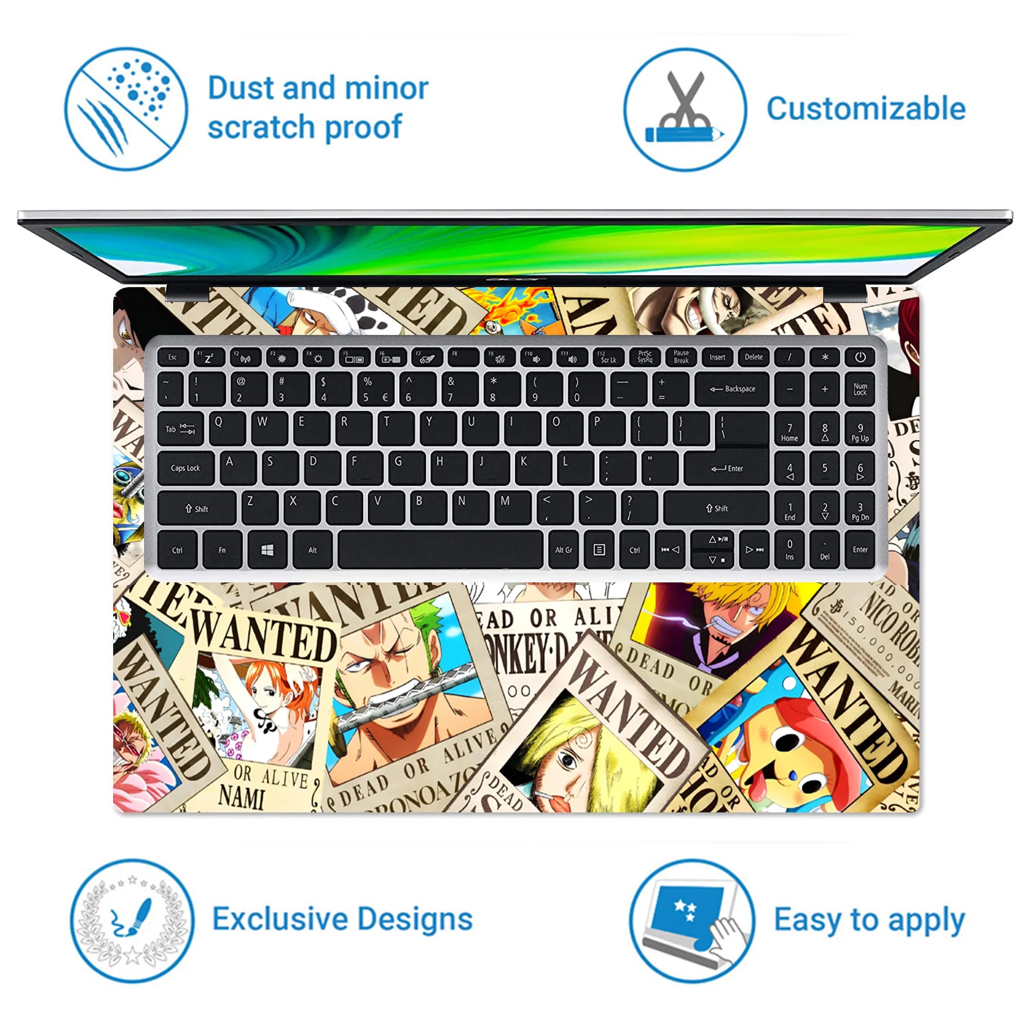 Laptop Skin - Vibrant Anime Character Wanted Posters