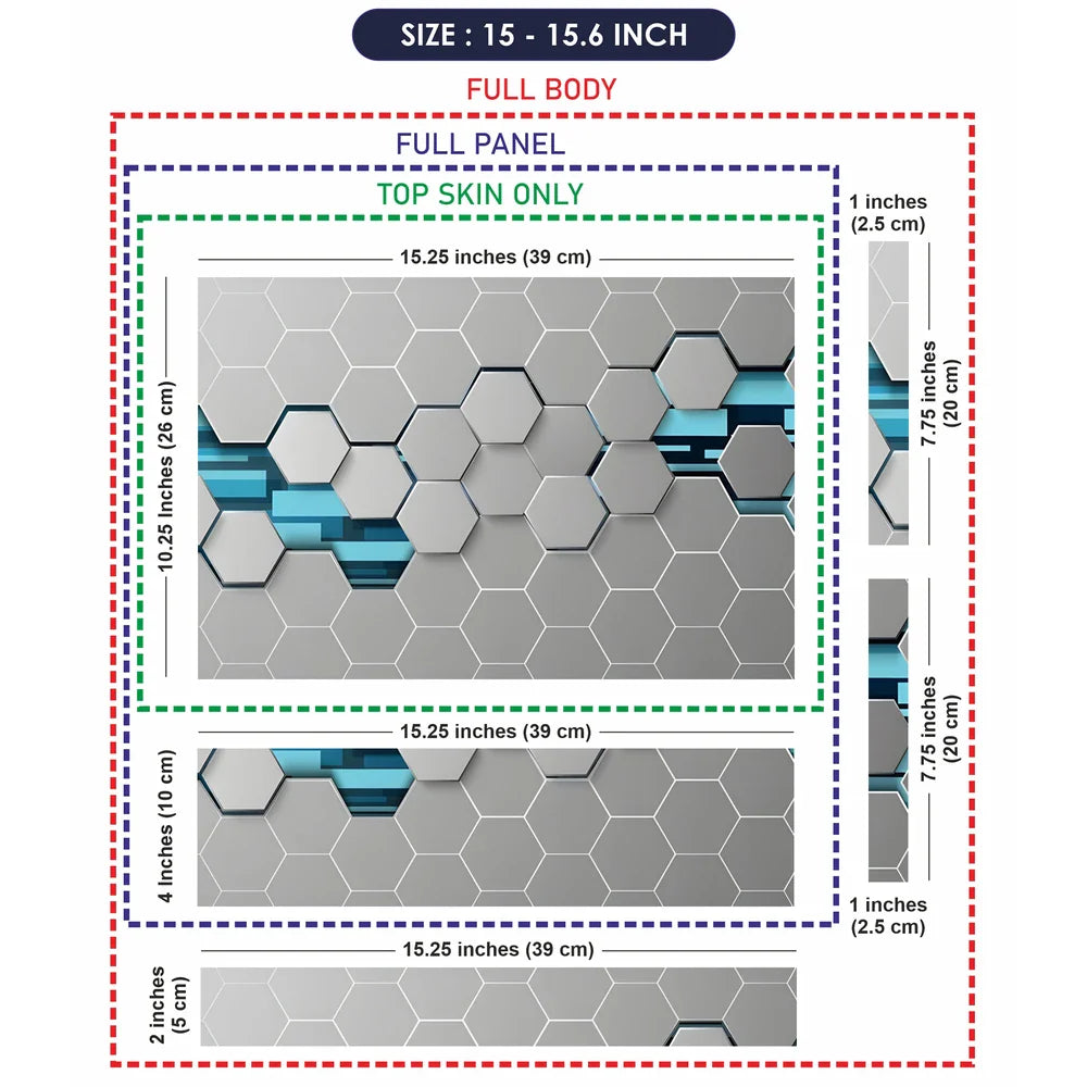 Universal Laptop Skin - Grey & Teal 3D Hexagon Tech Pattern