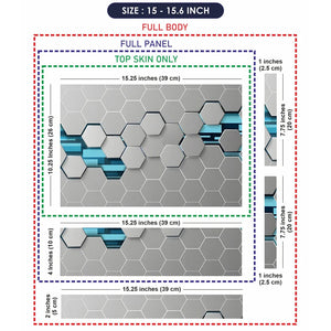 Universal Laptop Skin - Grey & Teal 3D Hexagon Tech Pattern