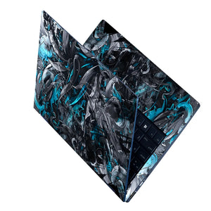 Laptop Skin - Dynamic Abstract Swirls Blue Contrast