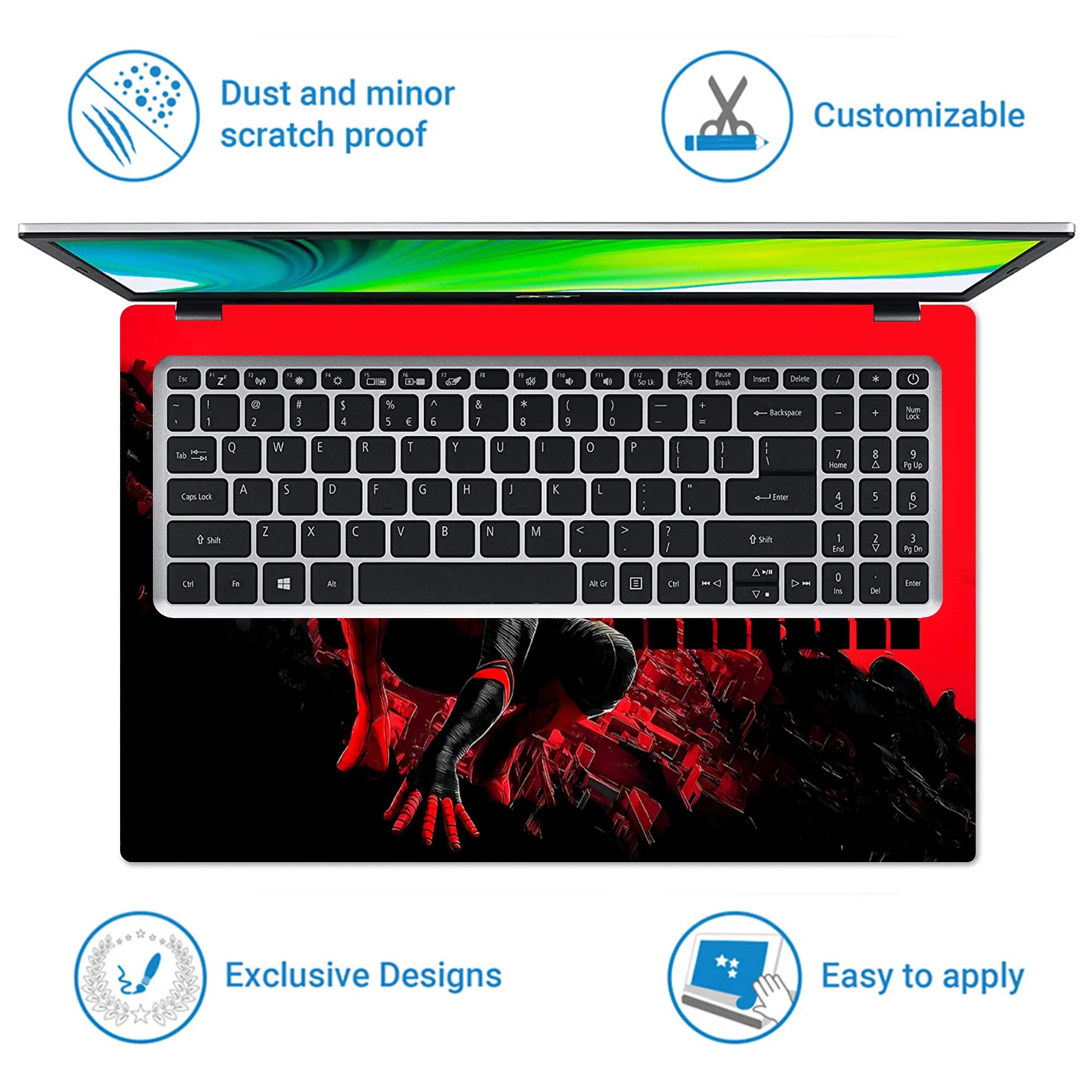 Laptop Skin - Dynamic Comic Spider Hero Red Action 1