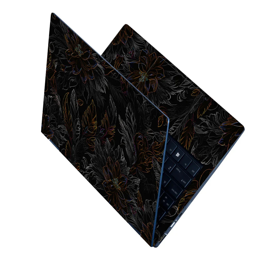 Universal Laptop Skin - Dark Golden Floral Texture