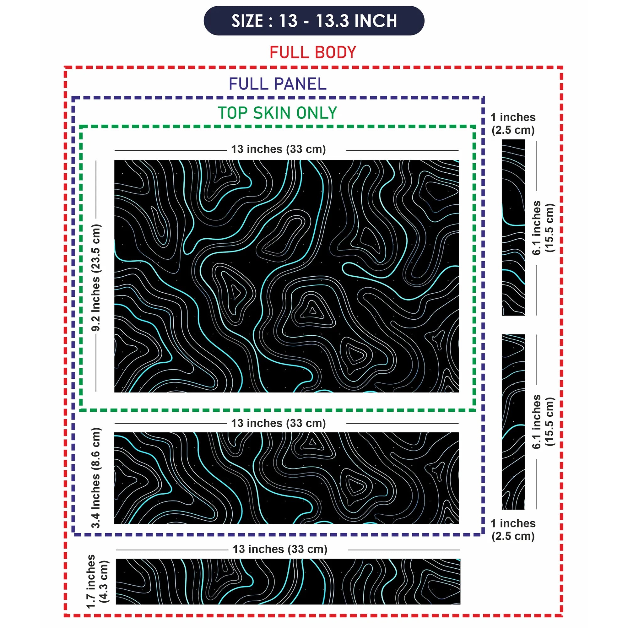 Laptop Skin - Abstract Line Art Turquoise Waves
