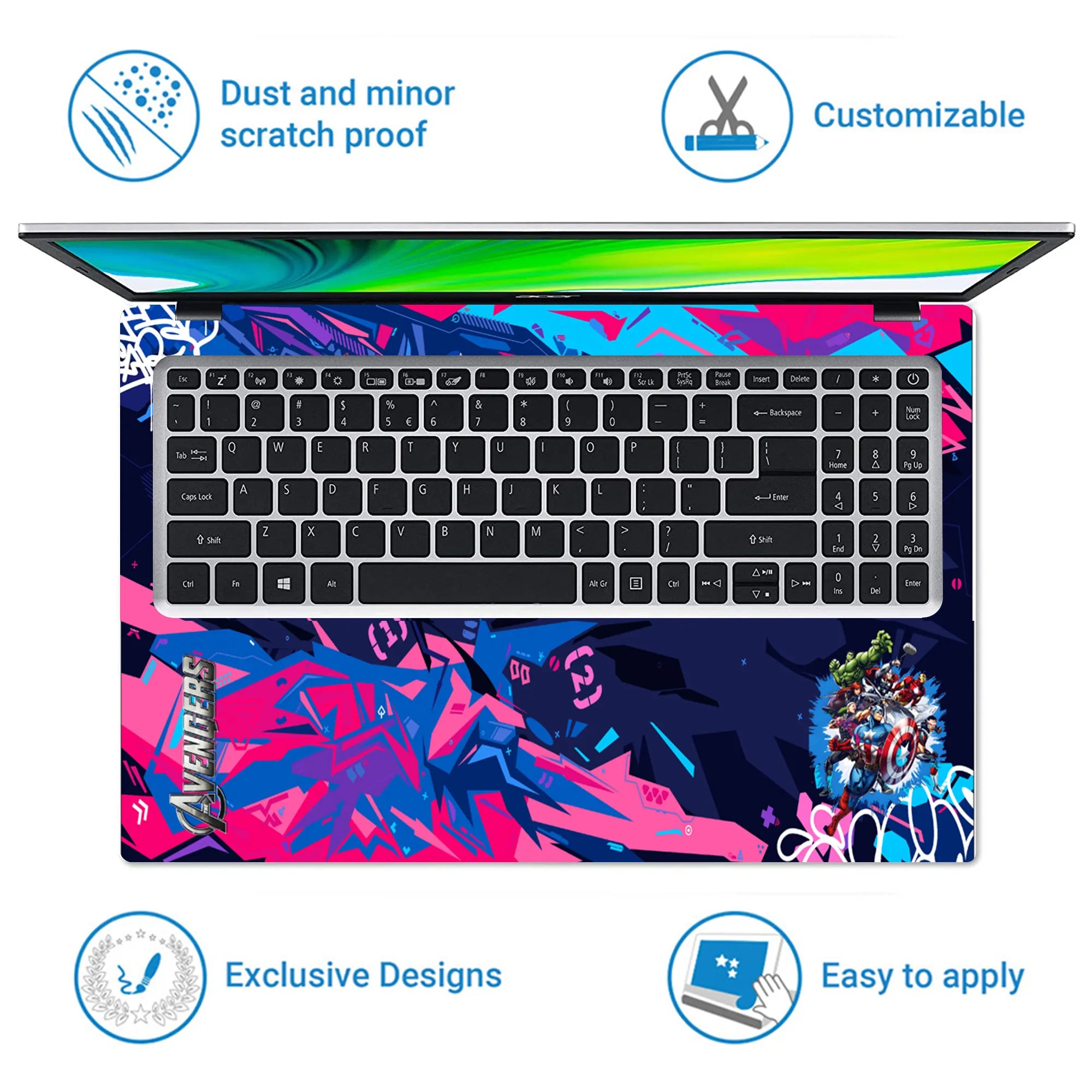 Laptop Skin - Vibrant Comic Superheroes Dynamic Action 1