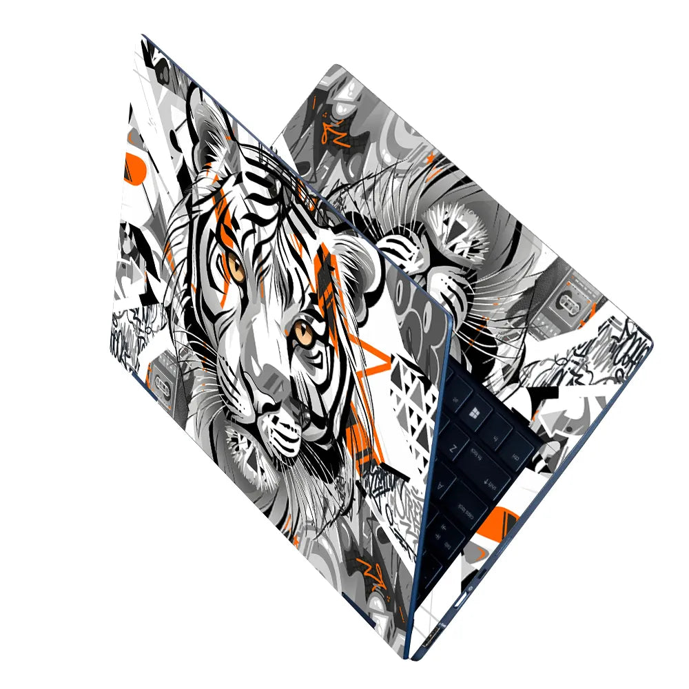 Laptop Skin - Graffiti Style Tiger Orange Black White
