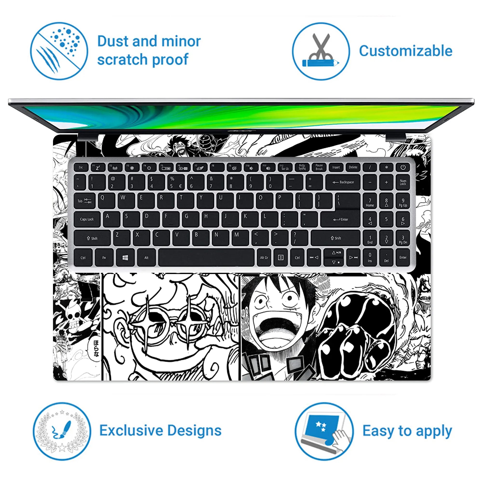 Laptop Skin - Black And White Manga Adventure Illustration