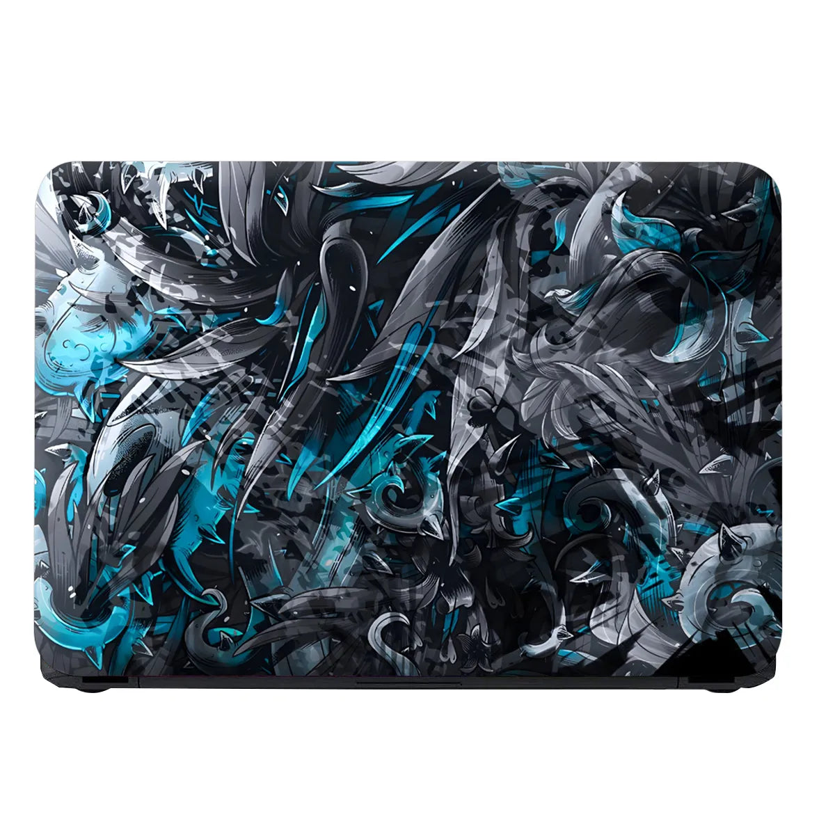 Laptop Skin - Dynamic Abstract Swirls Blue Contrast