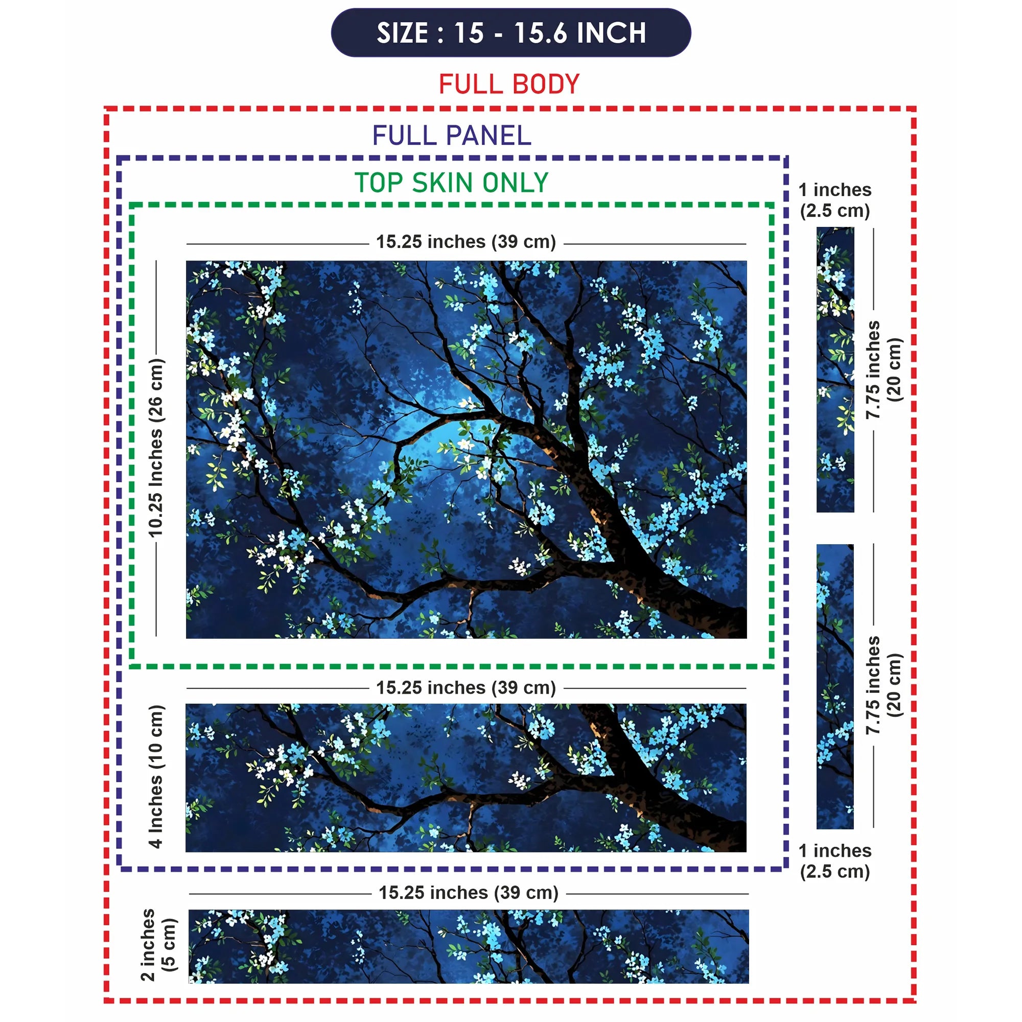 Laptop Skin - Serene Digital Floral Night Scene