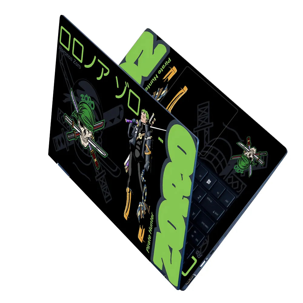 Laptop Skin - Bold Anime Pirate Hunter Green Vibes