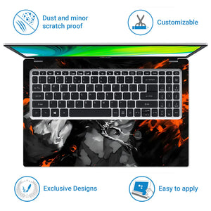 Laptop Skin - Dynamic Manga Character Fiery Contrast