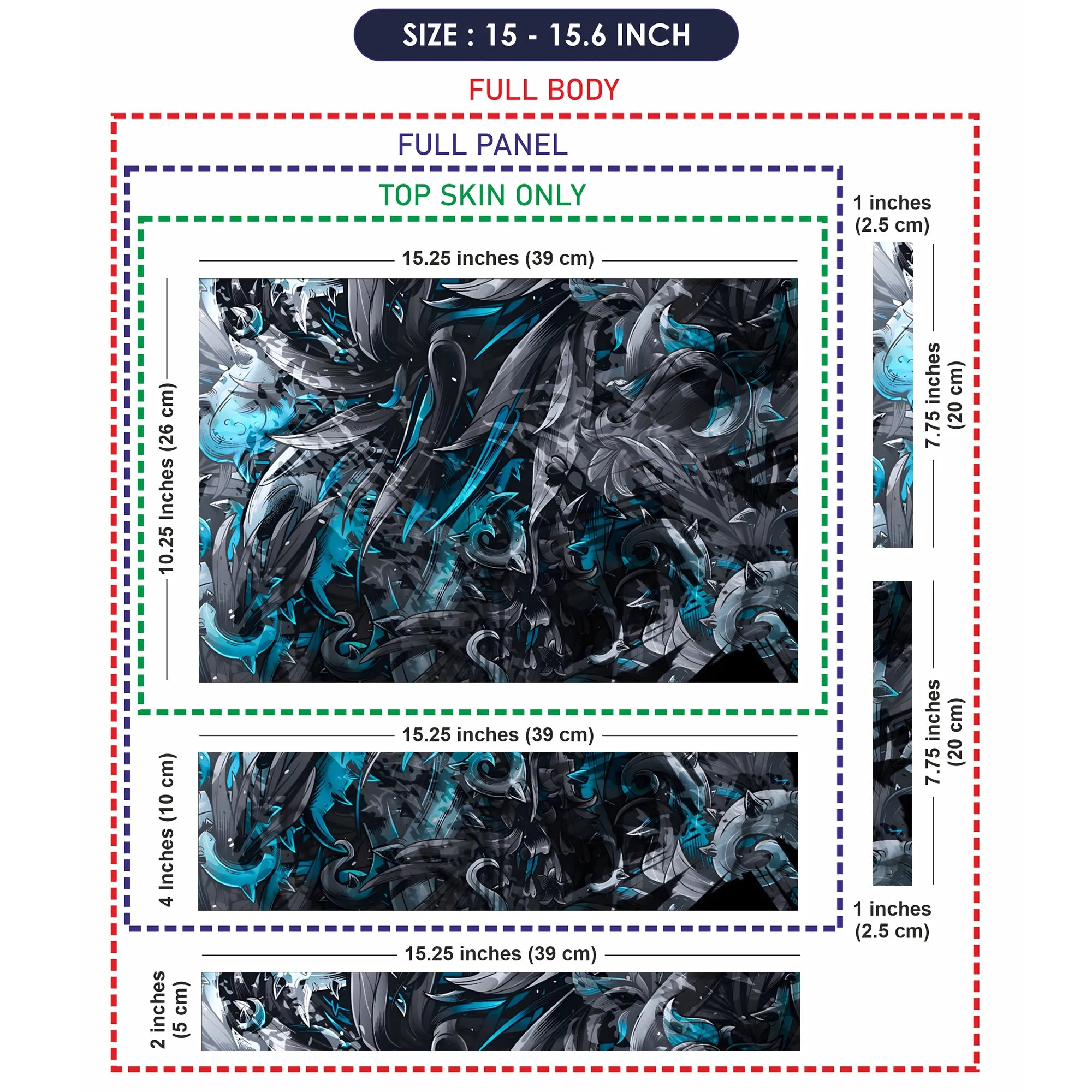 Laptop Skin - Dynamic Abstract Swirls Blue Contrast