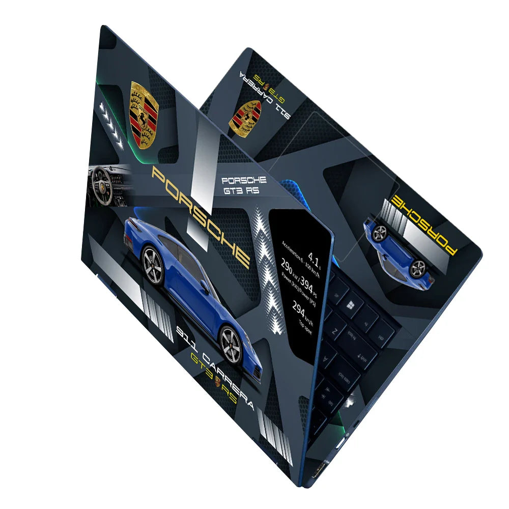Universal Laptop Skin - Porsche 911 Carrera Blue GT3 Art