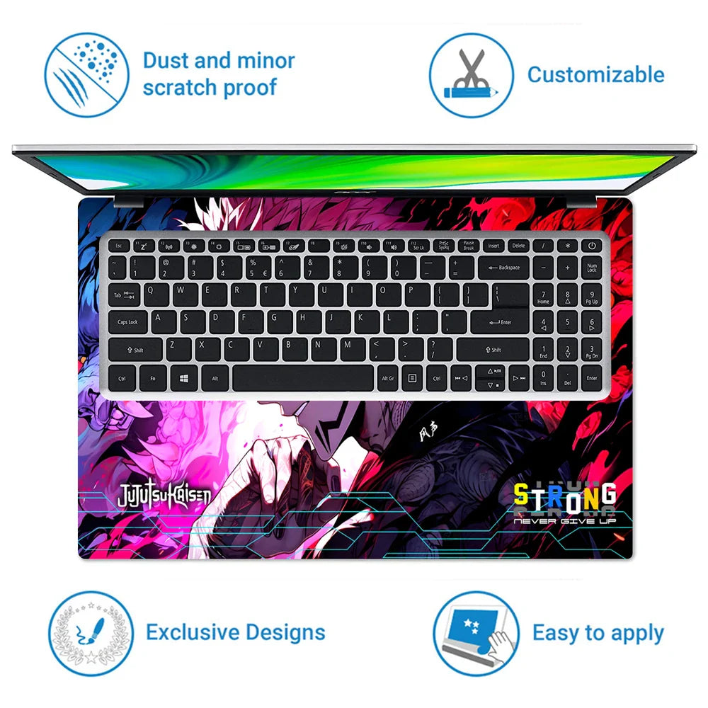 Universal Laptop Skin - Pink Blue Sukuna Demon Power Art