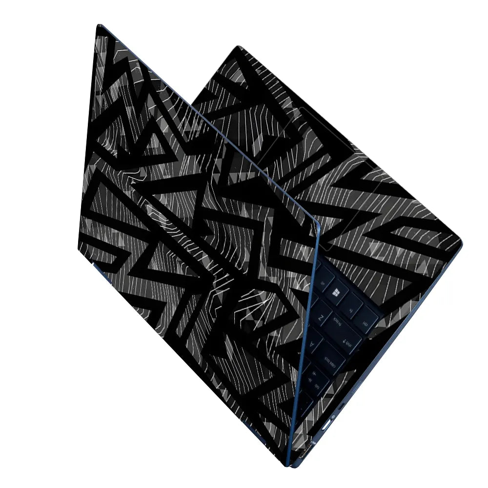 Laptop Skin - Monochromatic Abstract Lines Dynamic Movement