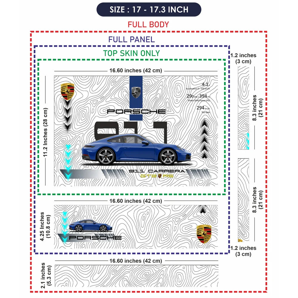 Universal Laptop Skin - Porsche Blue 911 GT3