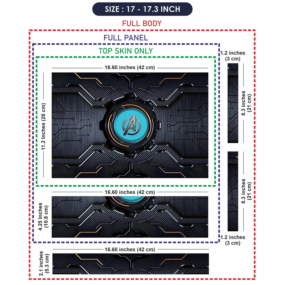 Universal Laptop Skin - Avengers Metal Tech Logo