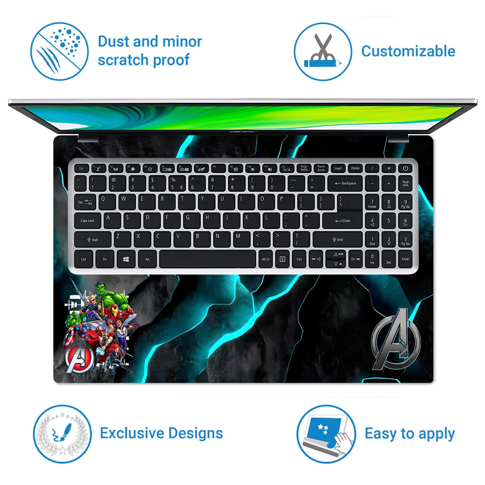 Laptop Skin - Vibrant Comic Superheroes Dynamic Action