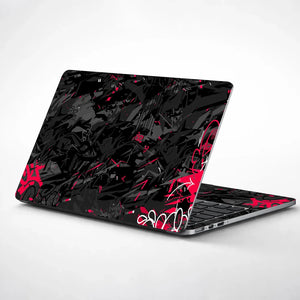 Universal Laptop Skin - Black Red Graffiti