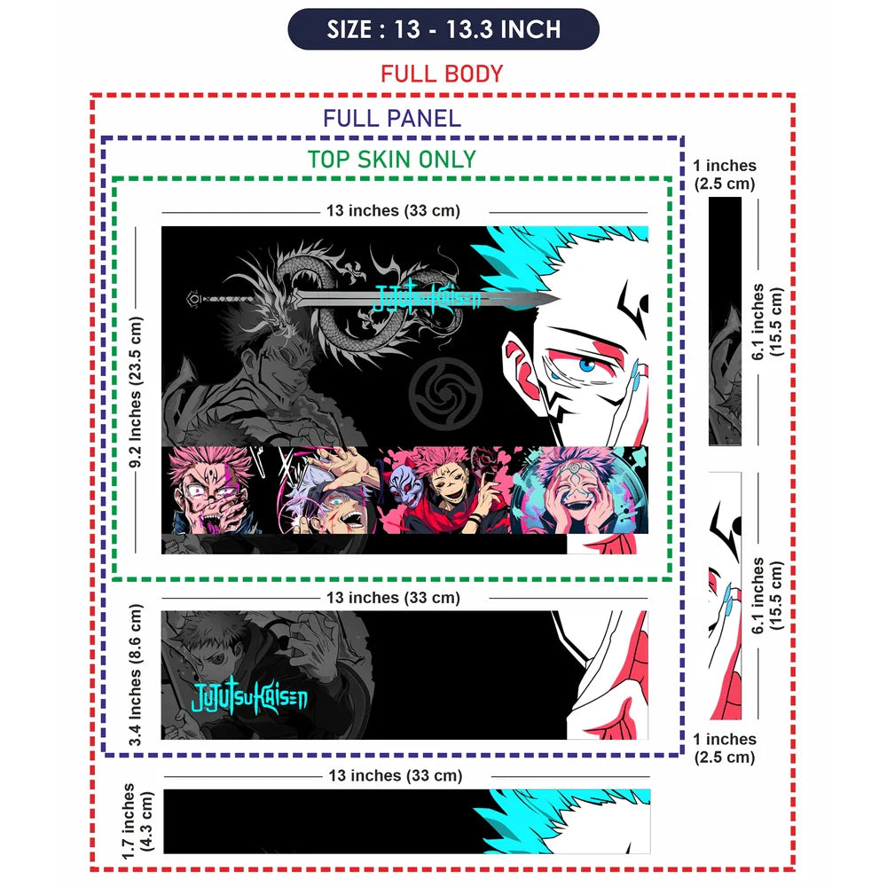 Universal Laptop Skin - Black Teal Sukuna Anime Layout
