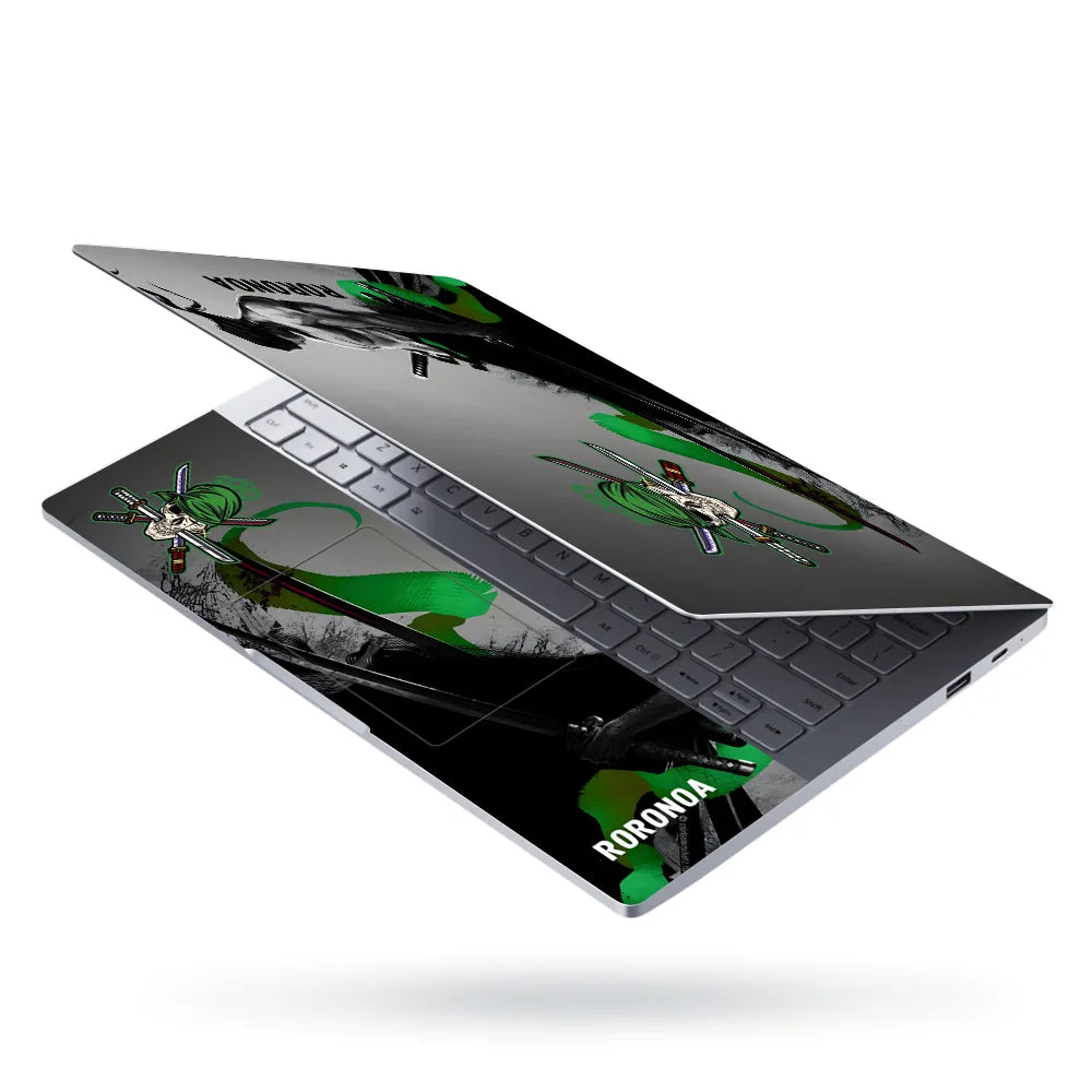 Laptop Skin - Dynamic Manga Warrior Green Energy