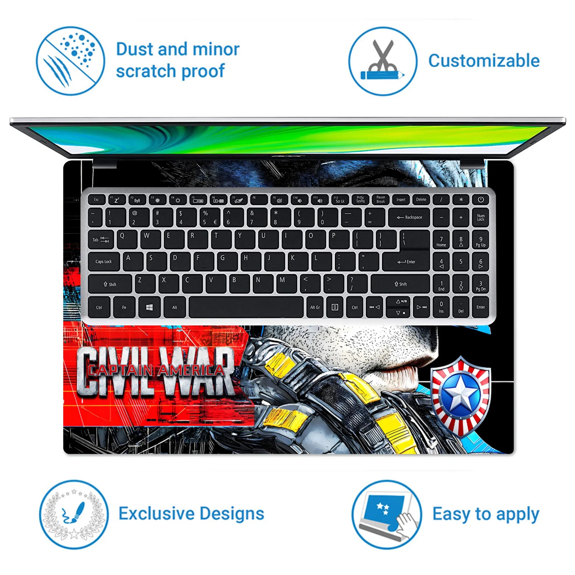 Laptop Skin - Dynamic Comic Hero Portrait Dark Mood